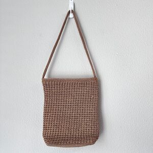 The Sak Classic Crochet Taupe Shoulder Hobo Bag Purse Beige